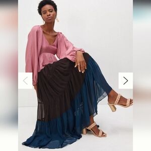 NWOT Anthropologie Color Block Maxi Dress Size Medium